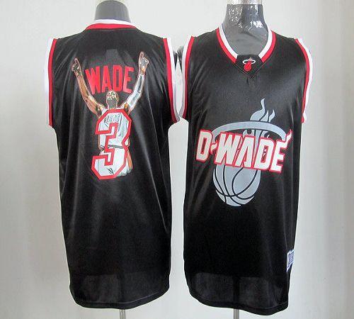 Heat #3 Dwyane Wade Black Majestic Athletic Notorious Fashion ...